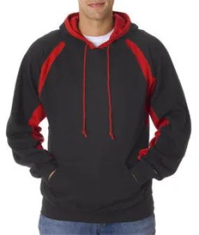 1262 Badger Adult Hook Hooded Blended Fleece Black/ Red