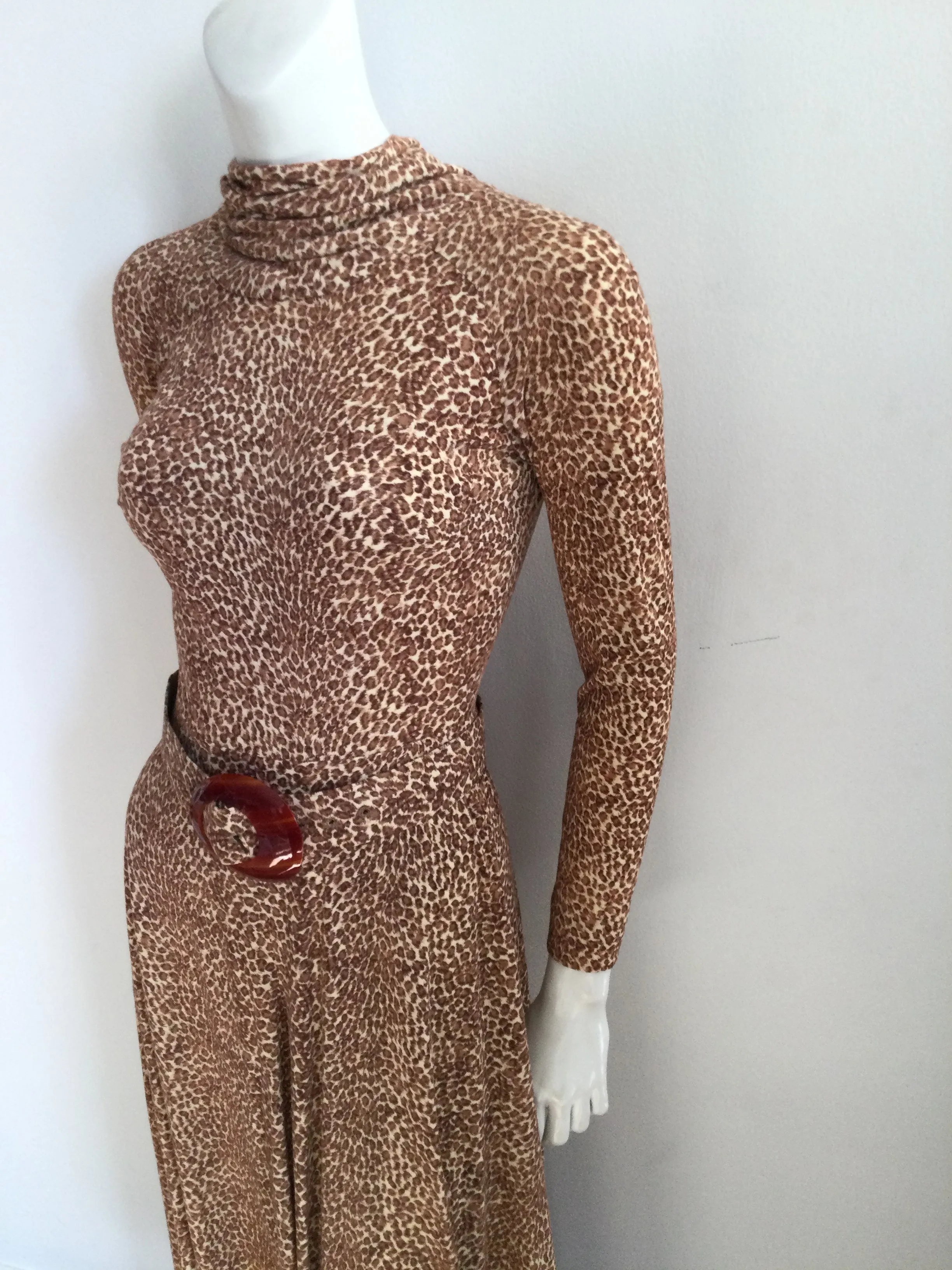 1970s B.Cohen by Jaconelli Cotton Leopard Print Jumpsuit Size 4