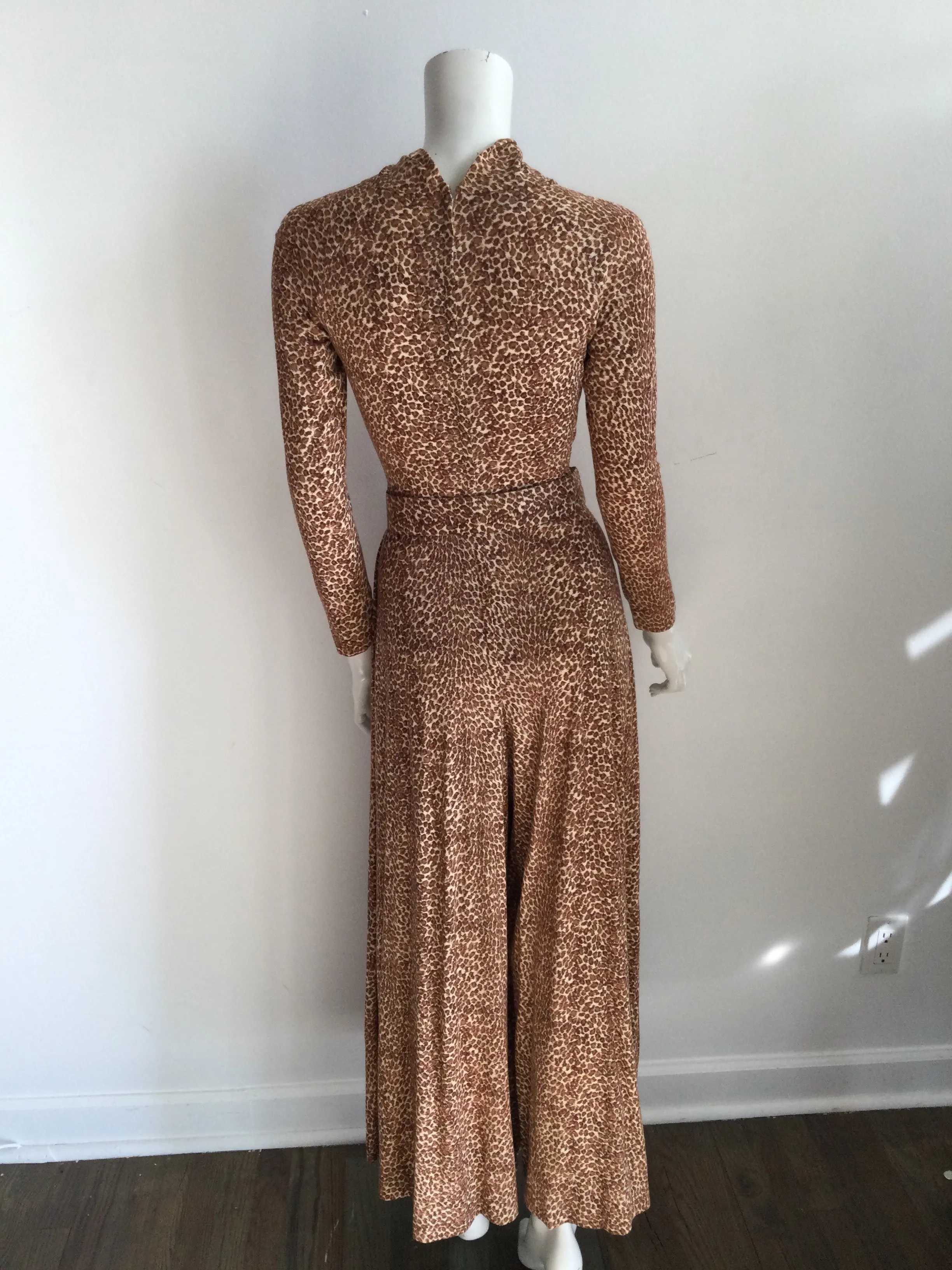 1970s B.Cohen by Jaconelli Cotton Leopard Print Jumpsuit Size 4