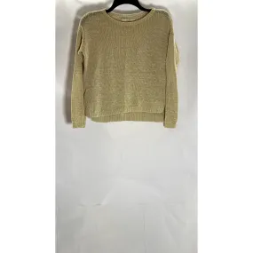 ANN TAYLOR LOFT Women's Petite Tan Knit Crewneck Long Sleeve Sweater SZ XS/P