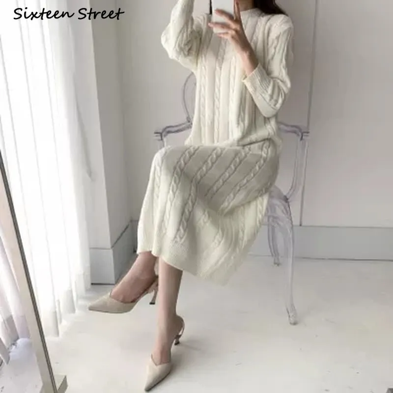 Argyle Knitted Korean Version Maxi Dress