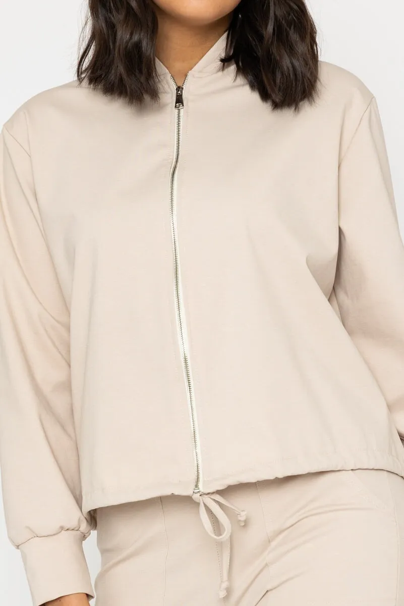 Beige Ponte Bomber Jacket
