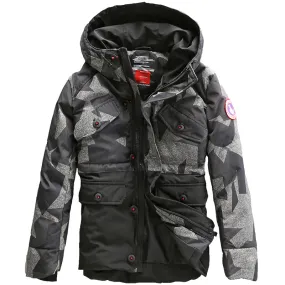 CAMOUFLAGE DESIGN BADGE JACKET IN CAMO WITH MA1 POCKET