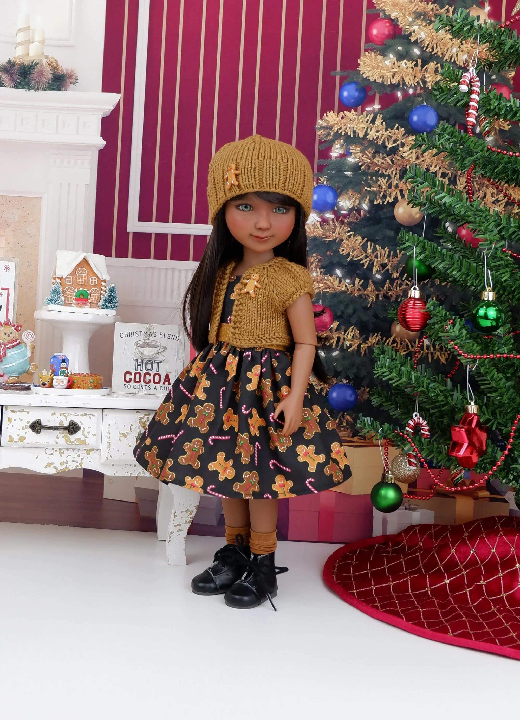 Christmas Goodies - dress and sweater set with boots for Ruby Red Fashion Friends doll