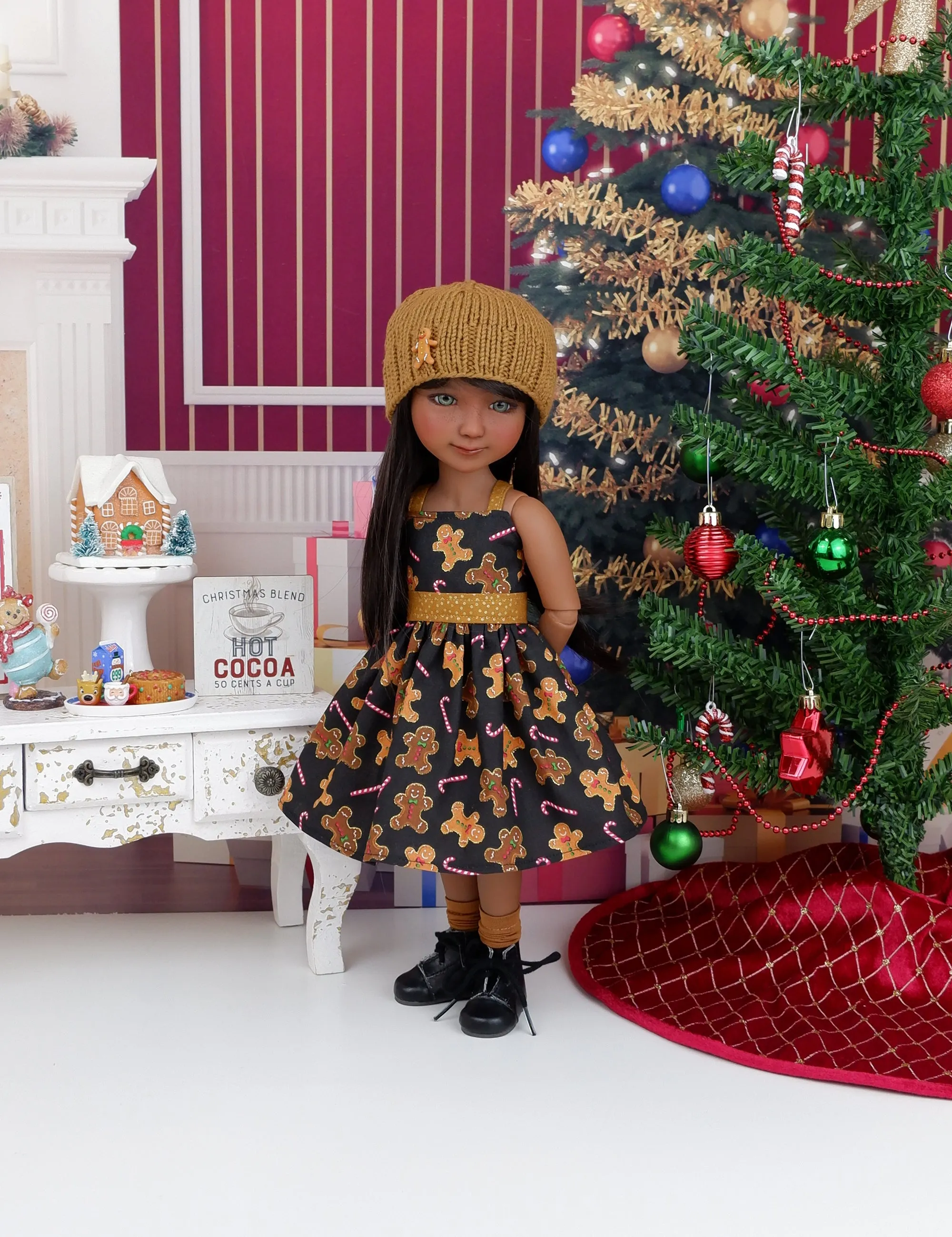 Christmas Goodies - dress and sweater set with boots for Ruby Red Fashion Friends doll