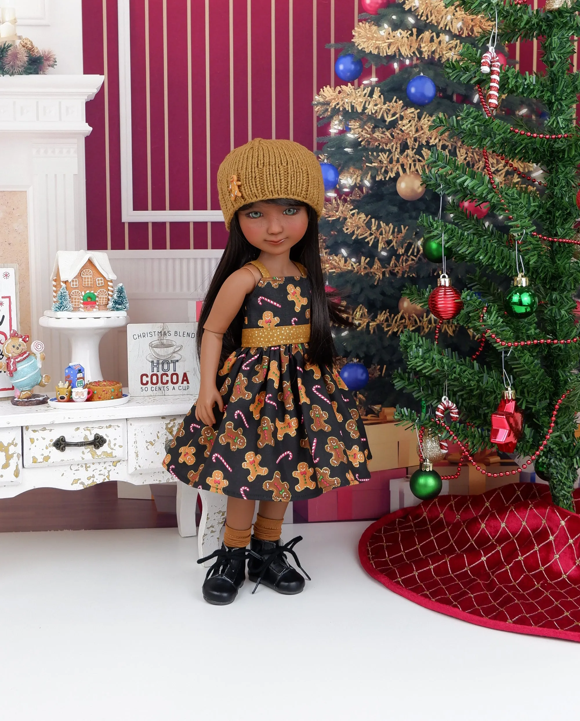 Christmas Goodies - dress and sweater set with boots for Ruby Red Fashion Friends doll
