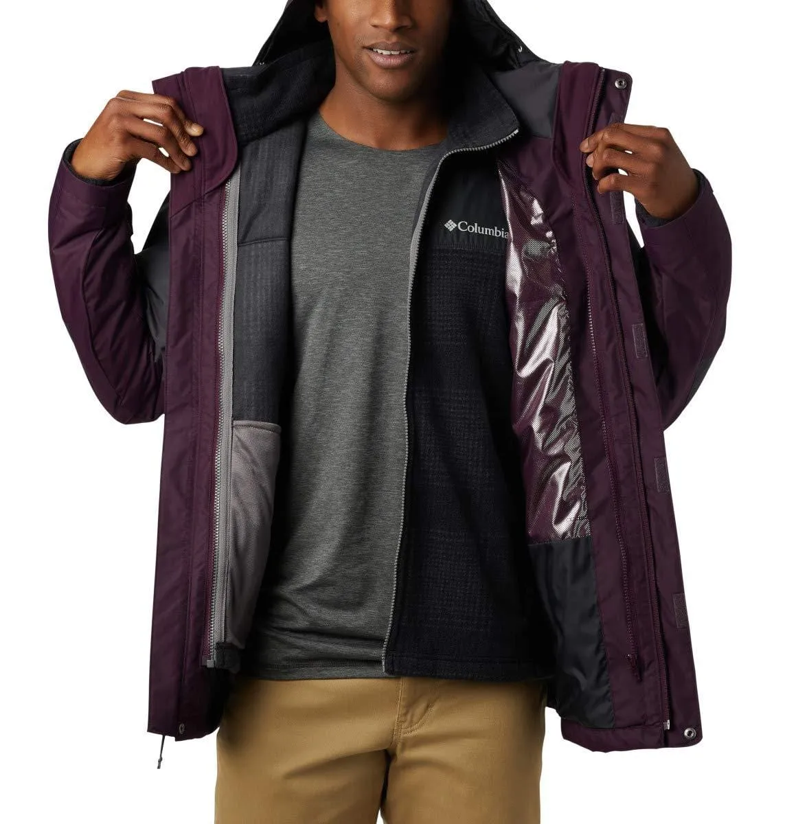 Columbia Men's Bugaboo Ii Fleece Interchange Jacket, Black Cherry, Shark, X-Large