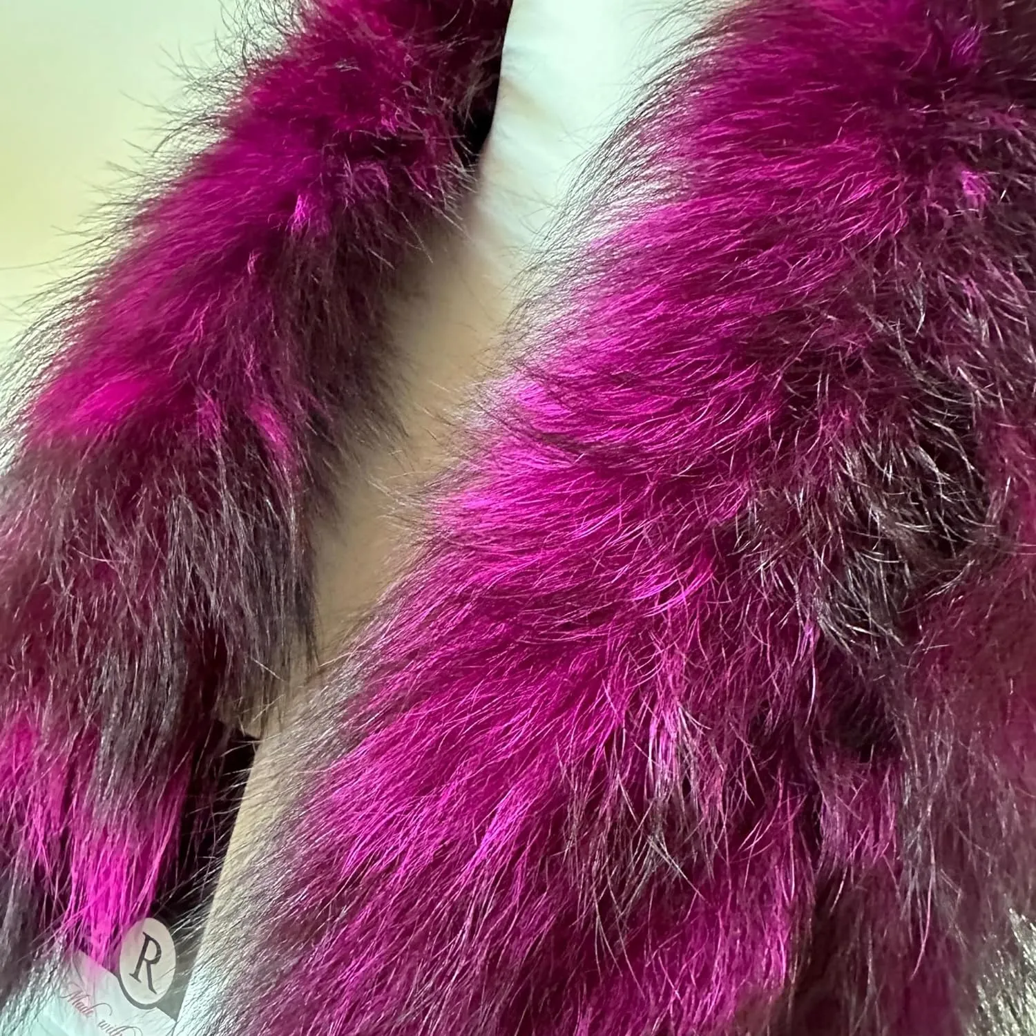 Cute Hot Pink Collar Fur fox for winter coat parka hood 75 cm