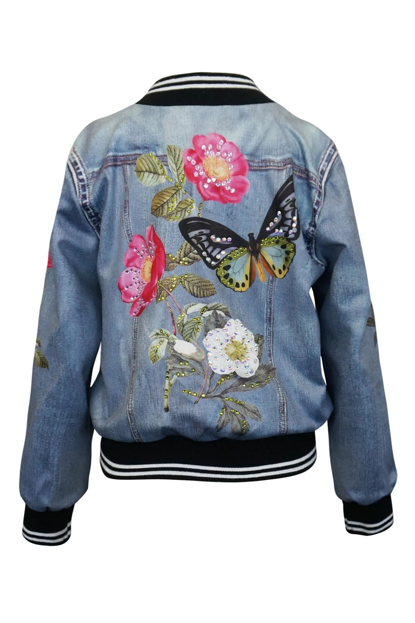 Denim Printed Bomber Jacket (A30098)