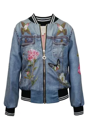 Denim Printed Bomber Jacket (A30098)