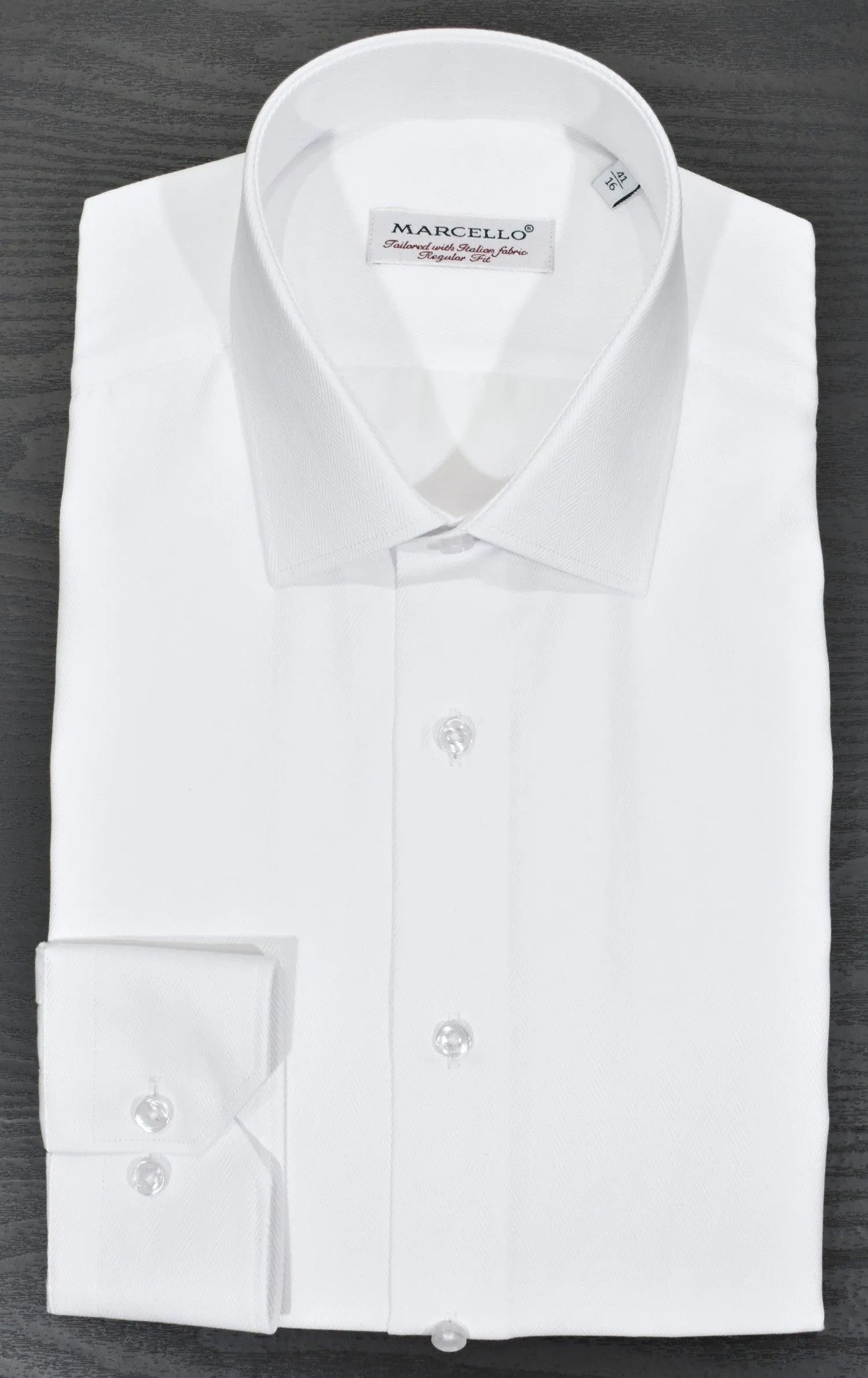 DS105 White Herringbone Dress Shirt