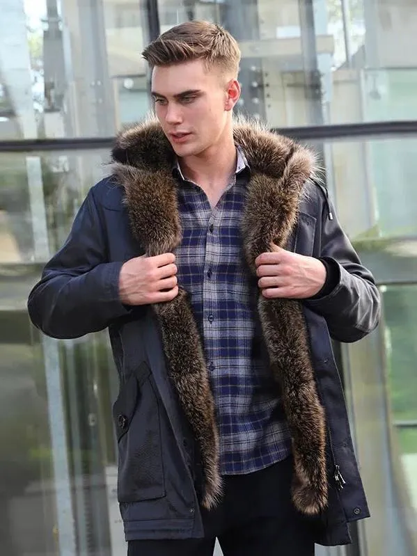 Echtpelz-Parka mit Kapuze "Simon" Dark Grey