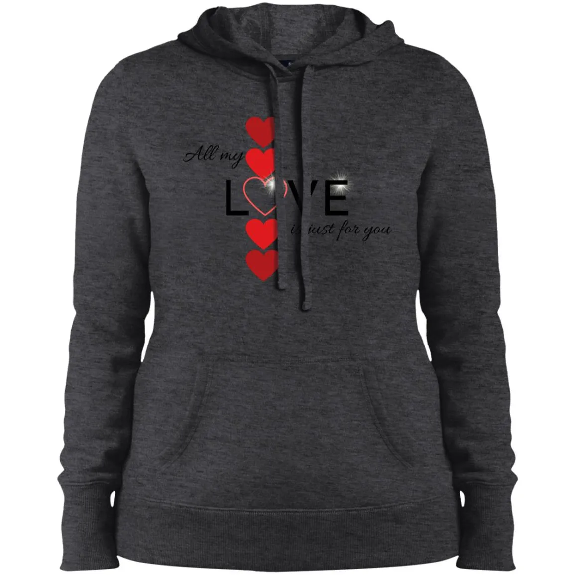 Elegant red hearts no background black t-shirt LST254 Ladies' Pullover Hooded Sweatshirt