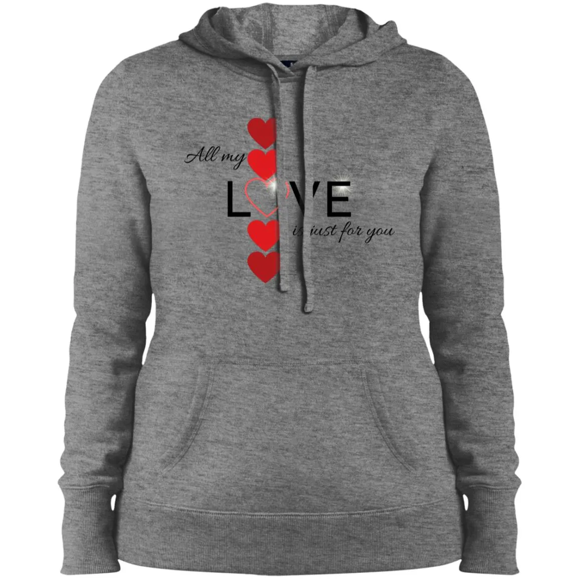 Elegant red hearts no background black t-shirt LST254 Ladies' Pullover Hooded Sweatshirt
