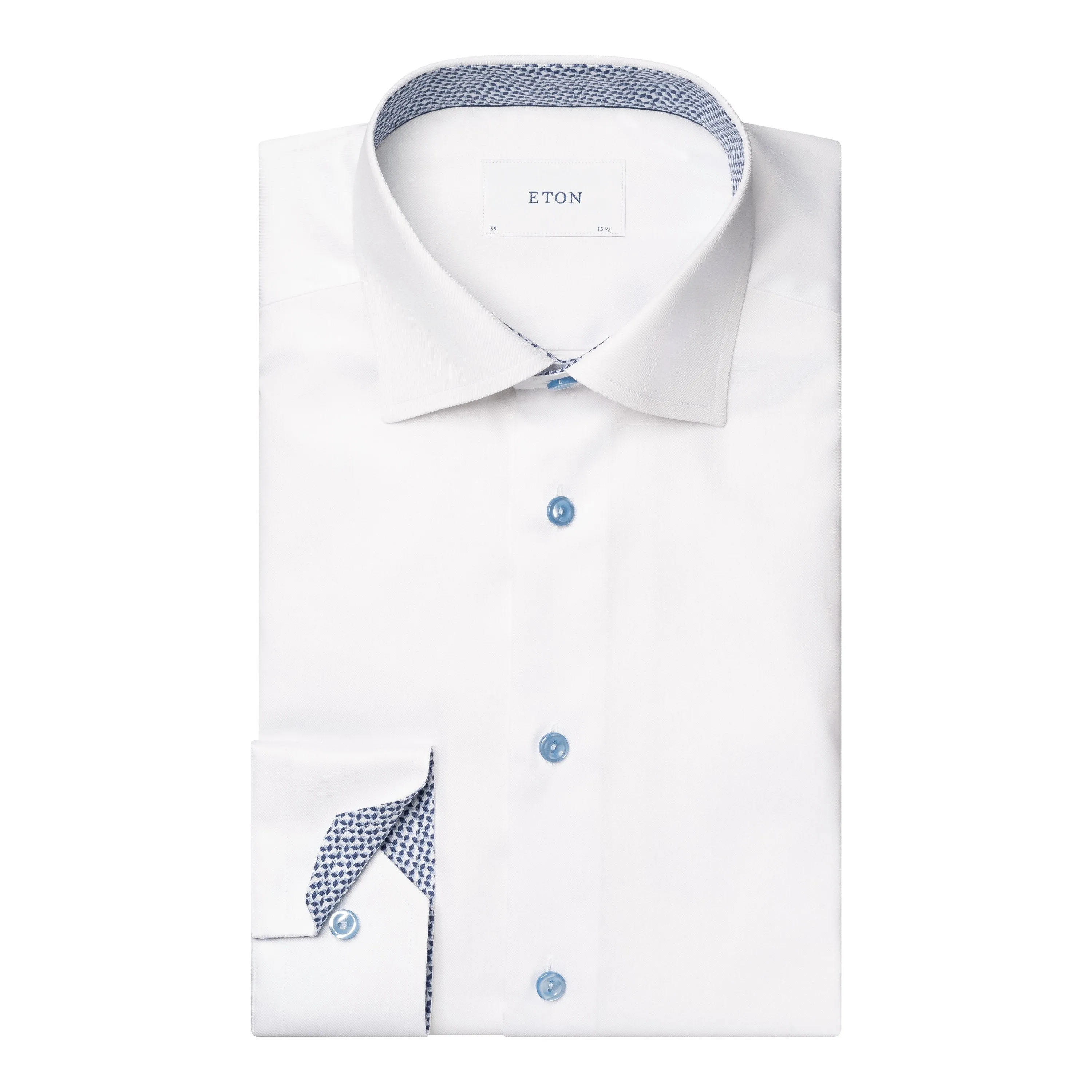 ETON - CONTEMPORARY FIT White Solid Signature Twill Geometric Effect Shirt 100013578 00