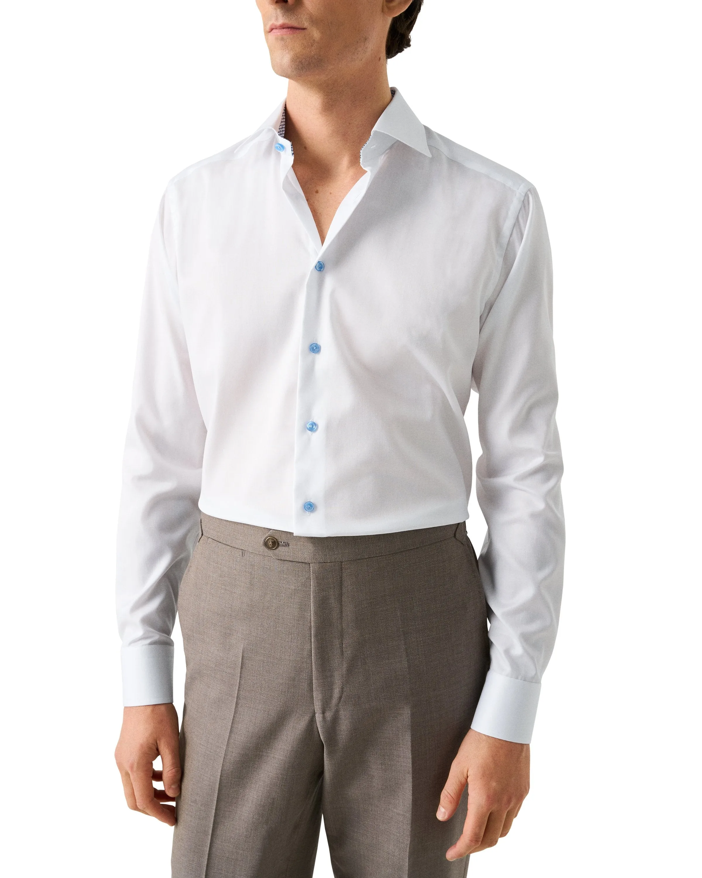 ETON - CONTEMPORARY FIT White Solid Signature Twill Geometric Effect Shirt 100013578 00