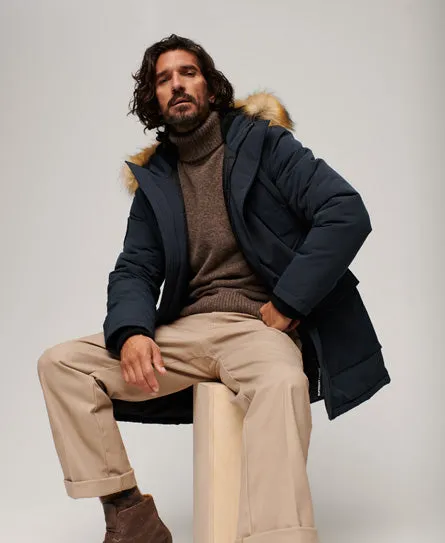 Everest Faux Fur Hooded Chrome Navy Parka