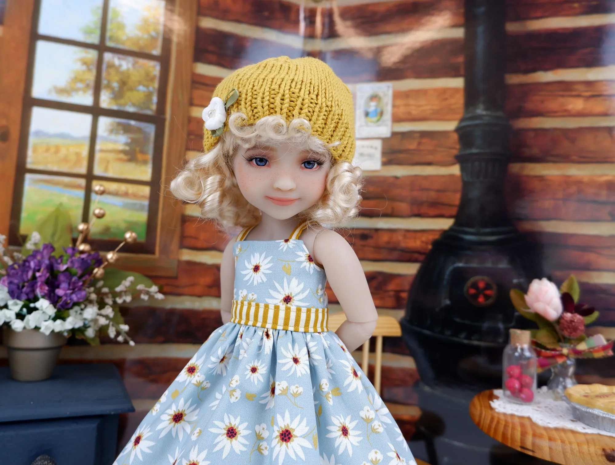 Farmhouse Fields - dress and sweater set with shoes for Ruby Red Fashion Friends doll