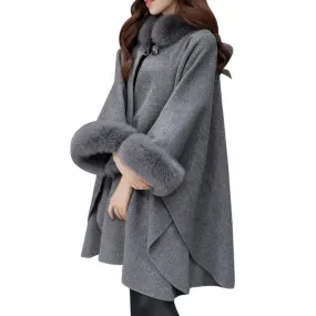 Fashion Woollen Outwear Fur Collar