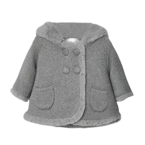 Faux Fur Lined Hooded Sweater Coat