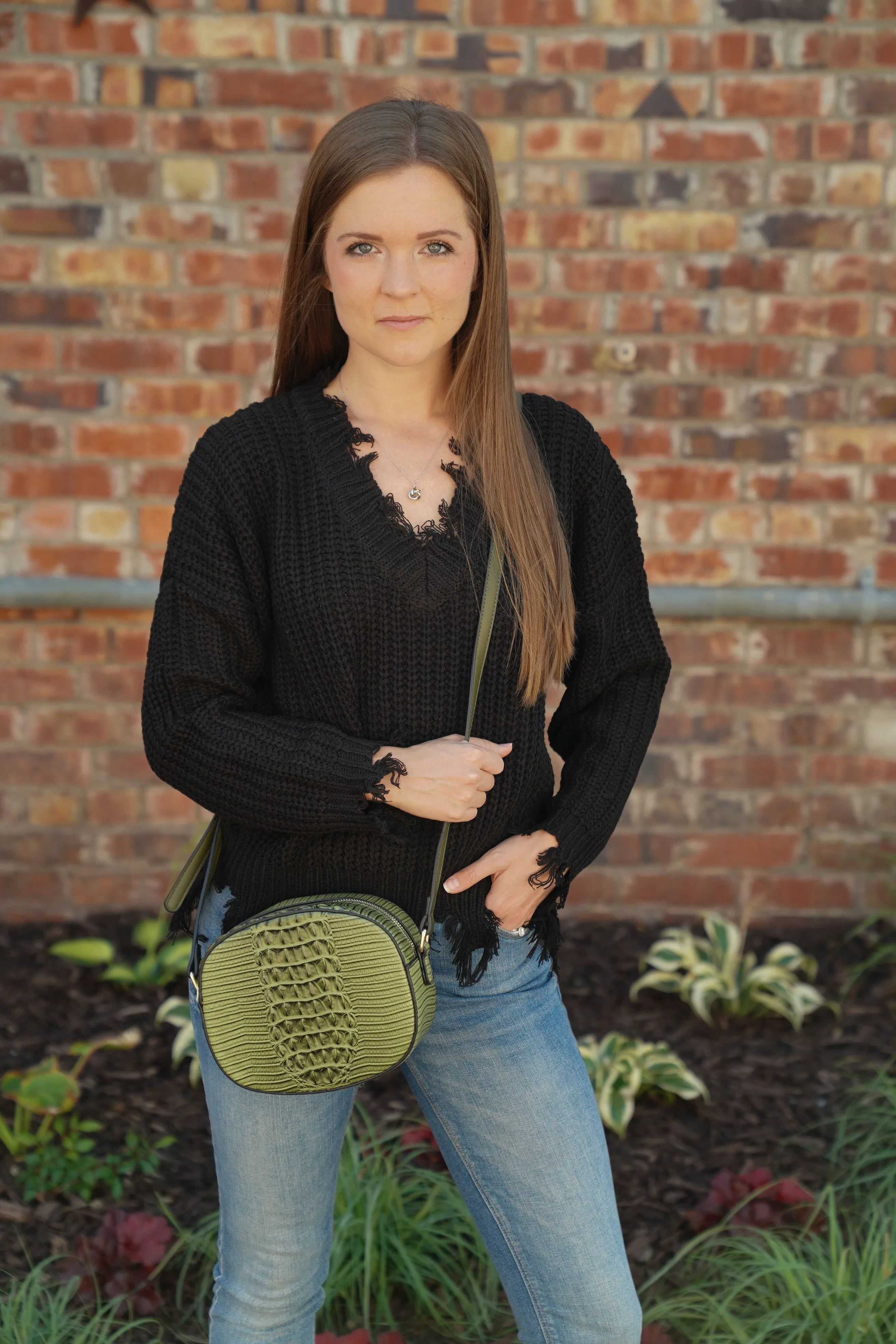 Frayed Hem Knit Sweater