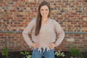 Frayed Hem Knit Sweater