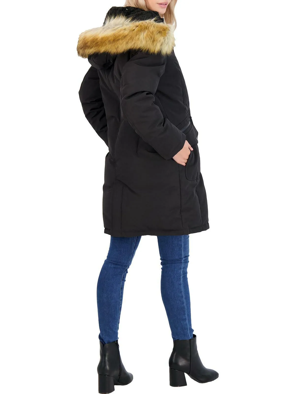 French Connection Hooded Faux-Fur-Trim Down Parka