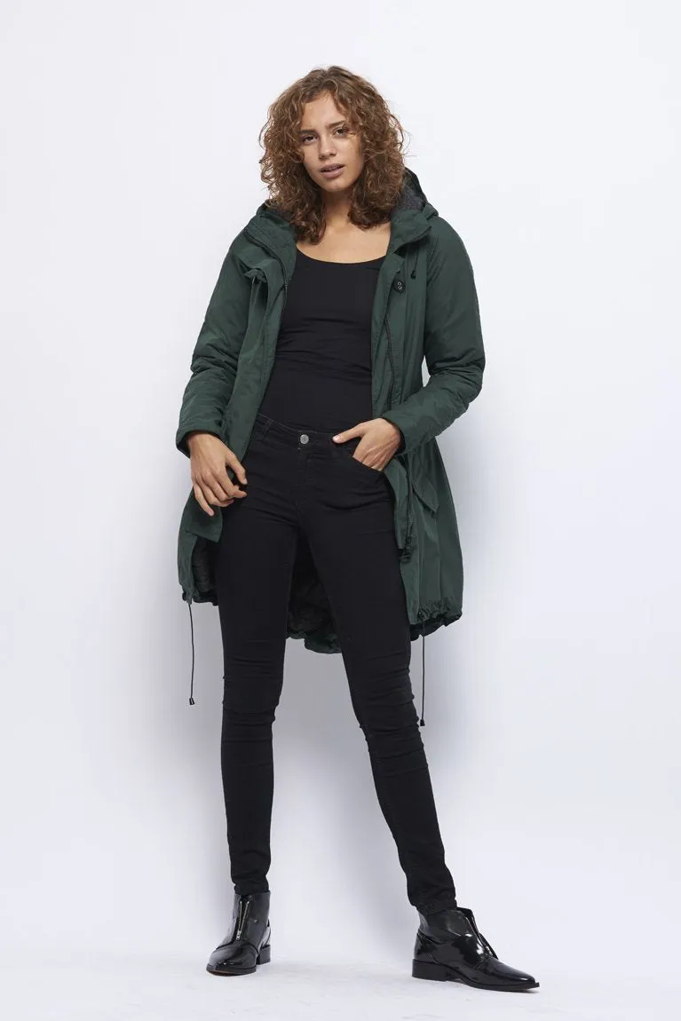 Froks Freja Winter Parka Jakke / Bottle green water resistant micro-poly