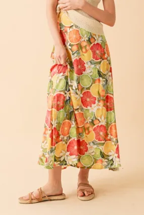 Fruit Print Maxi Skirt