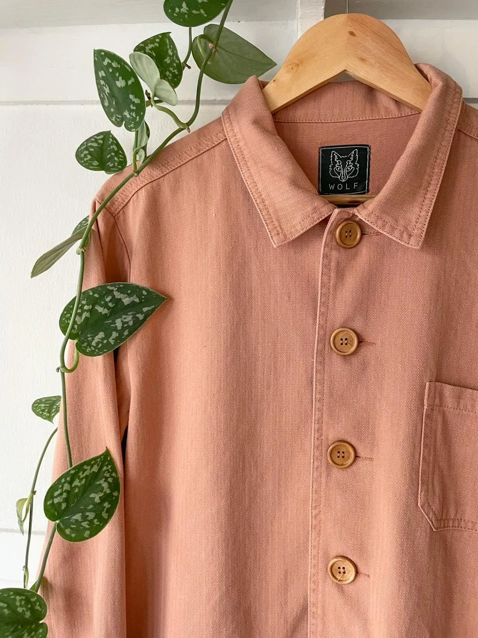 Herringbone Dusty Rose Peach Pink Chore Jacket