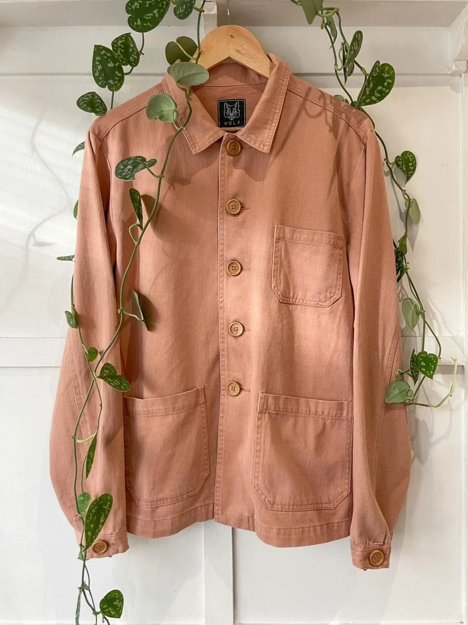 Herringbone Dusty Rose Peach Pink Chore Jacket