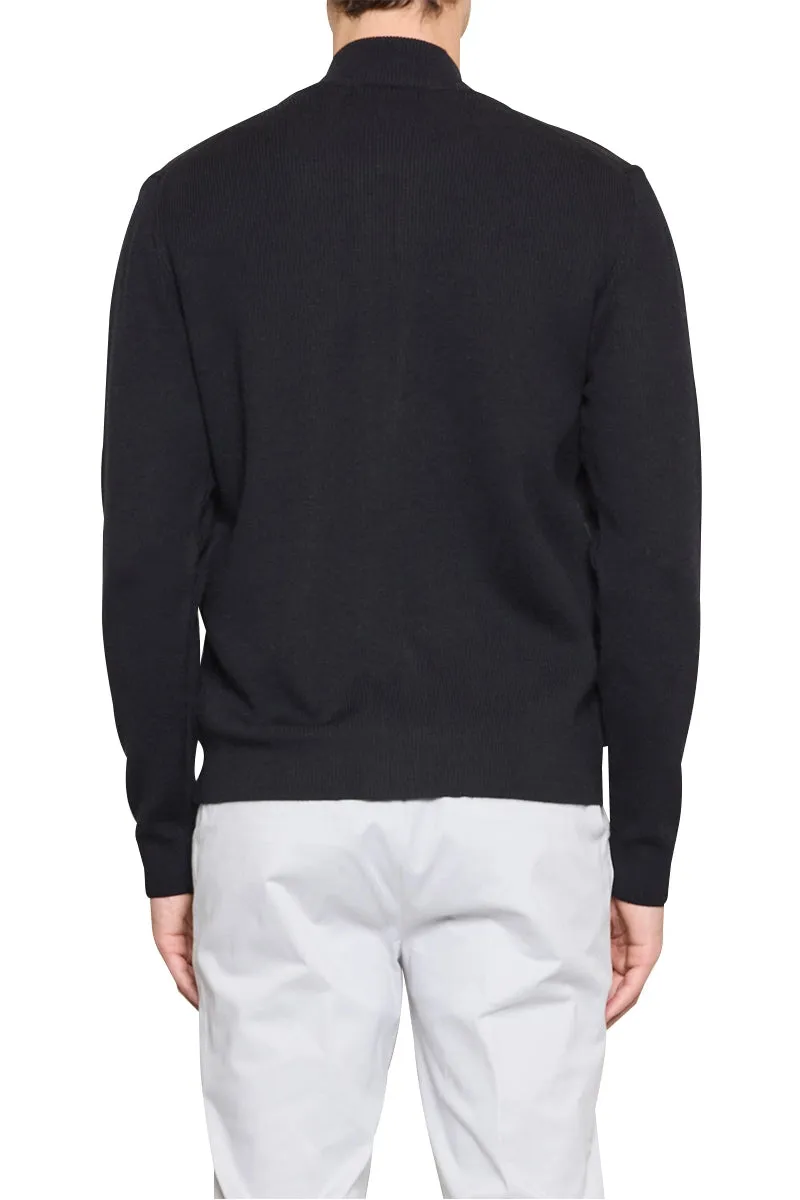 Jake Melton Front Knitted Bomber Jacket in Black