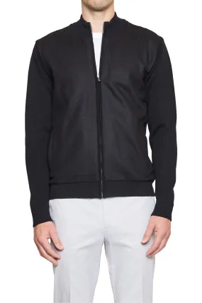 Jake Melton Front Knitted Bomber Jacket in Black
