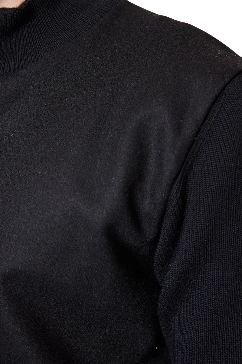Jake Melton Front Knitted Bomber Jacket in Black