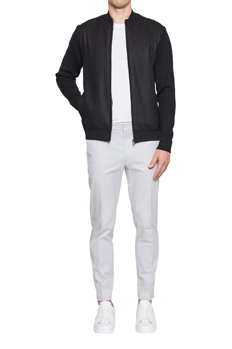 Jake Melton Front Knitted Bomber Jacket in Black
