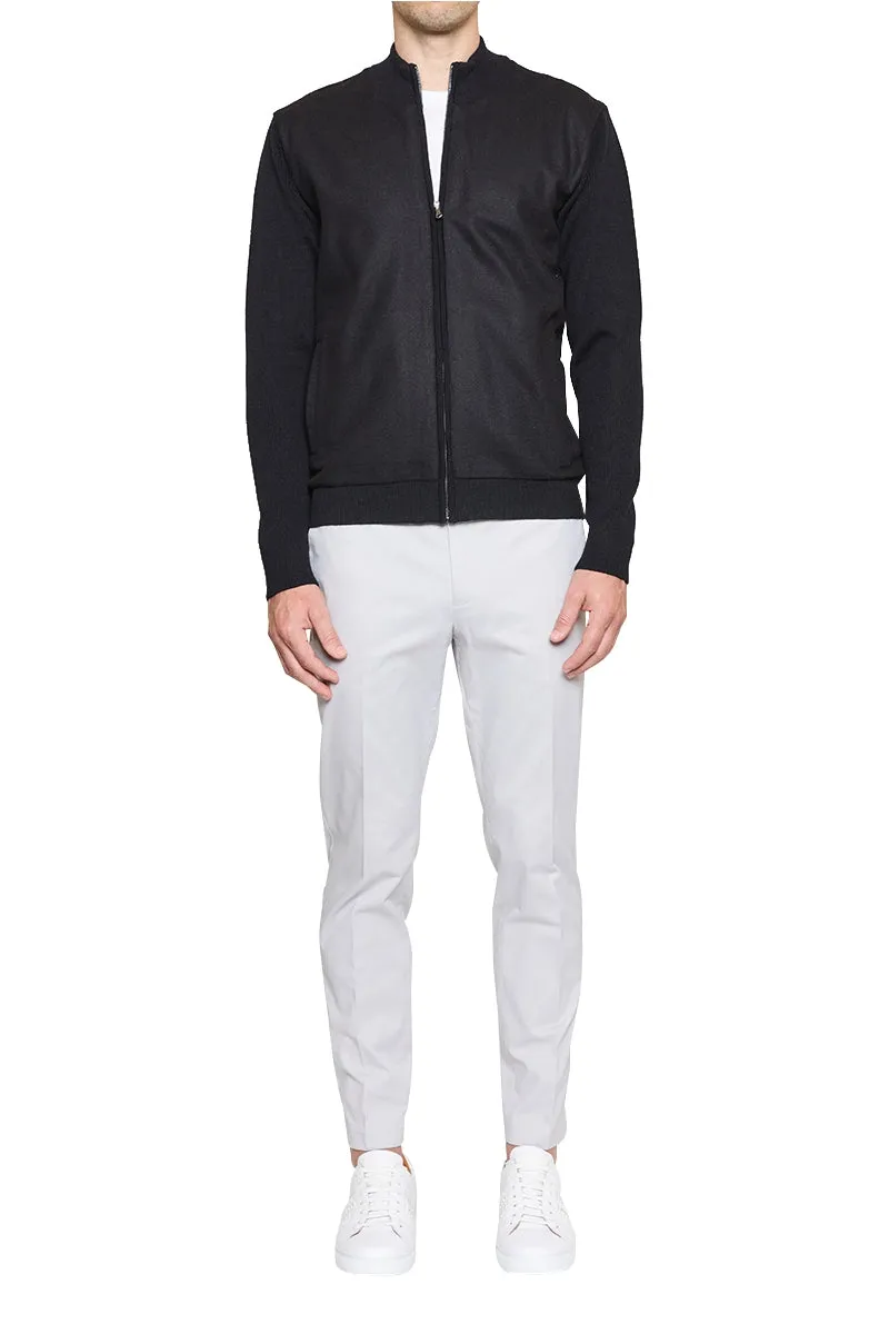 Jake Melton Front Knitted Bomber Jacket in Black
