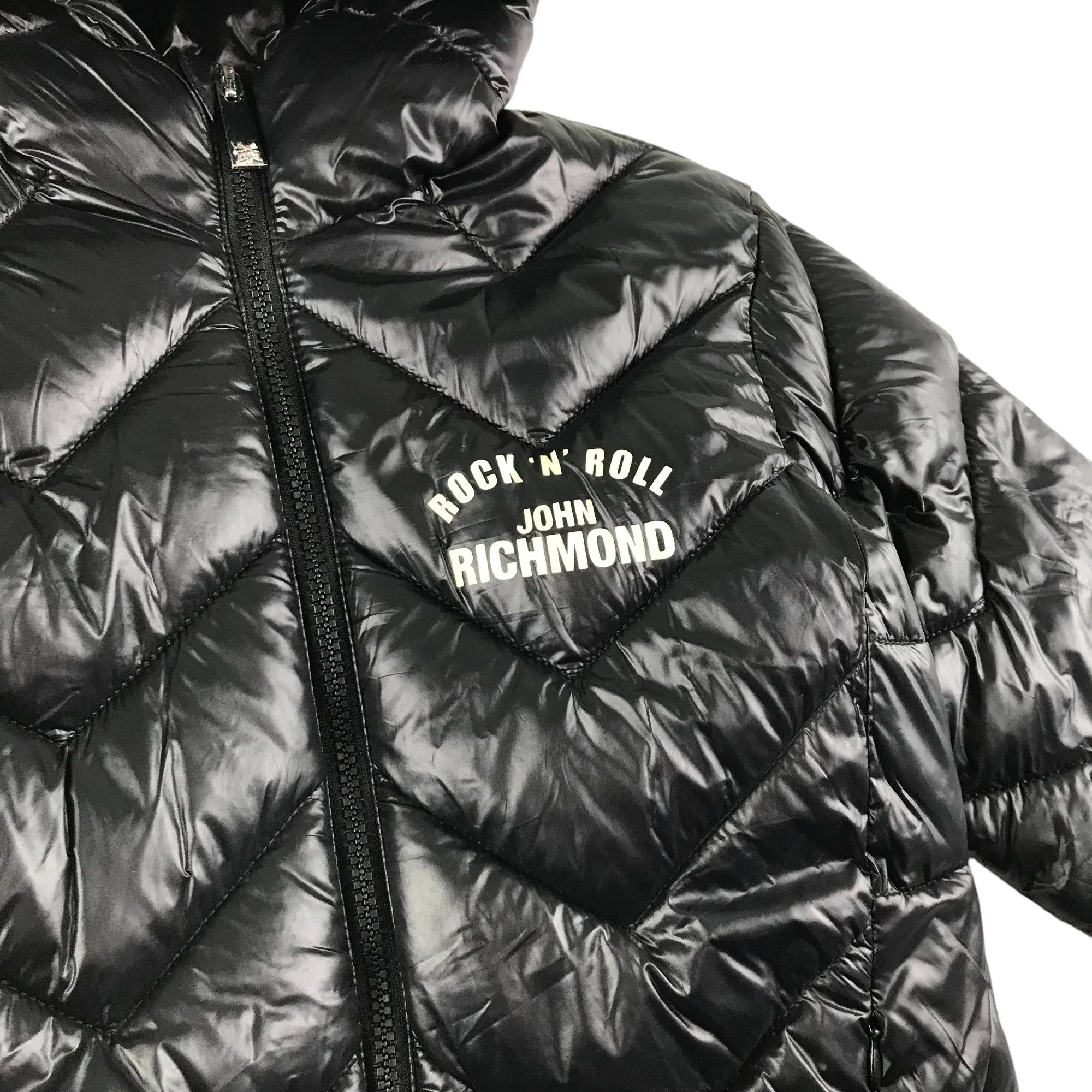 John Richmond jacket 7-8 years black glossy puffer parka