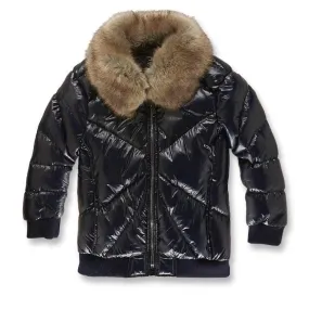 Juniors Jordan Craig Bubble Coat W/Faux Trim (Navy) - 91399B