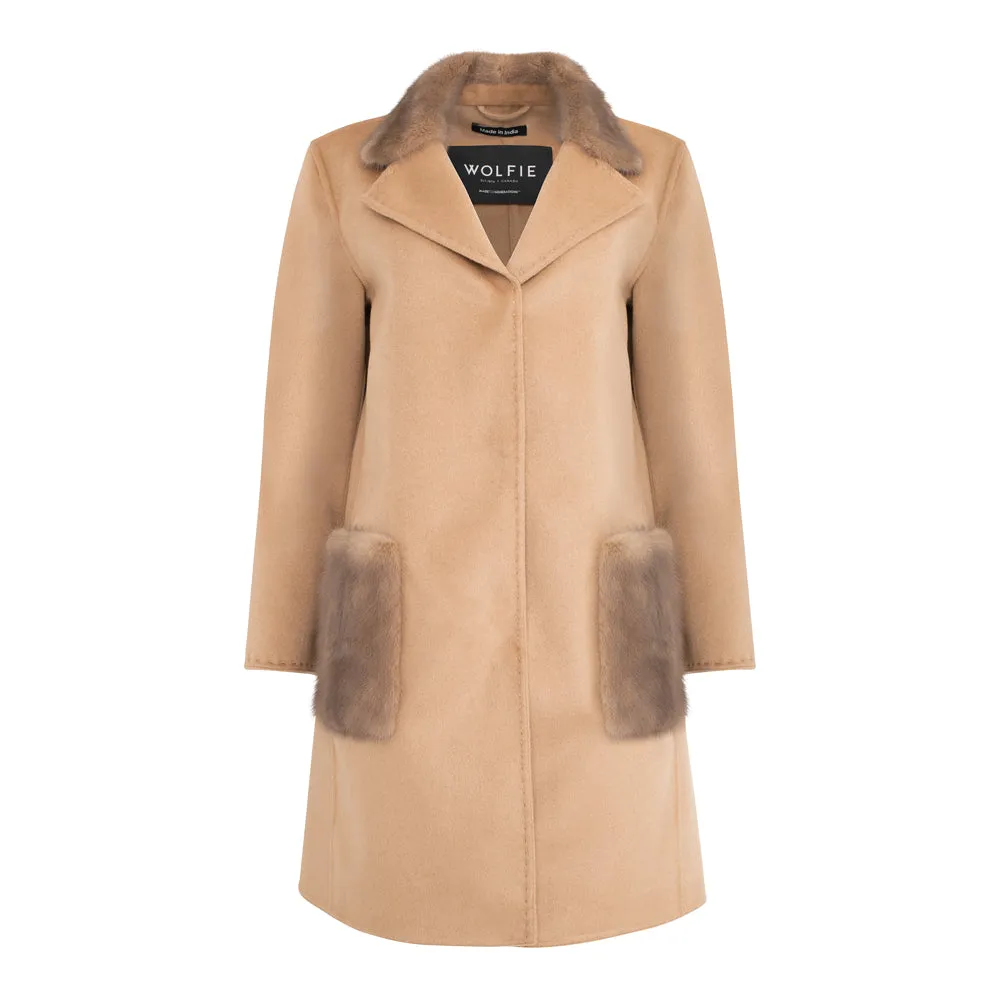 KATE Cashmere Blend & Fur Trim Coat
