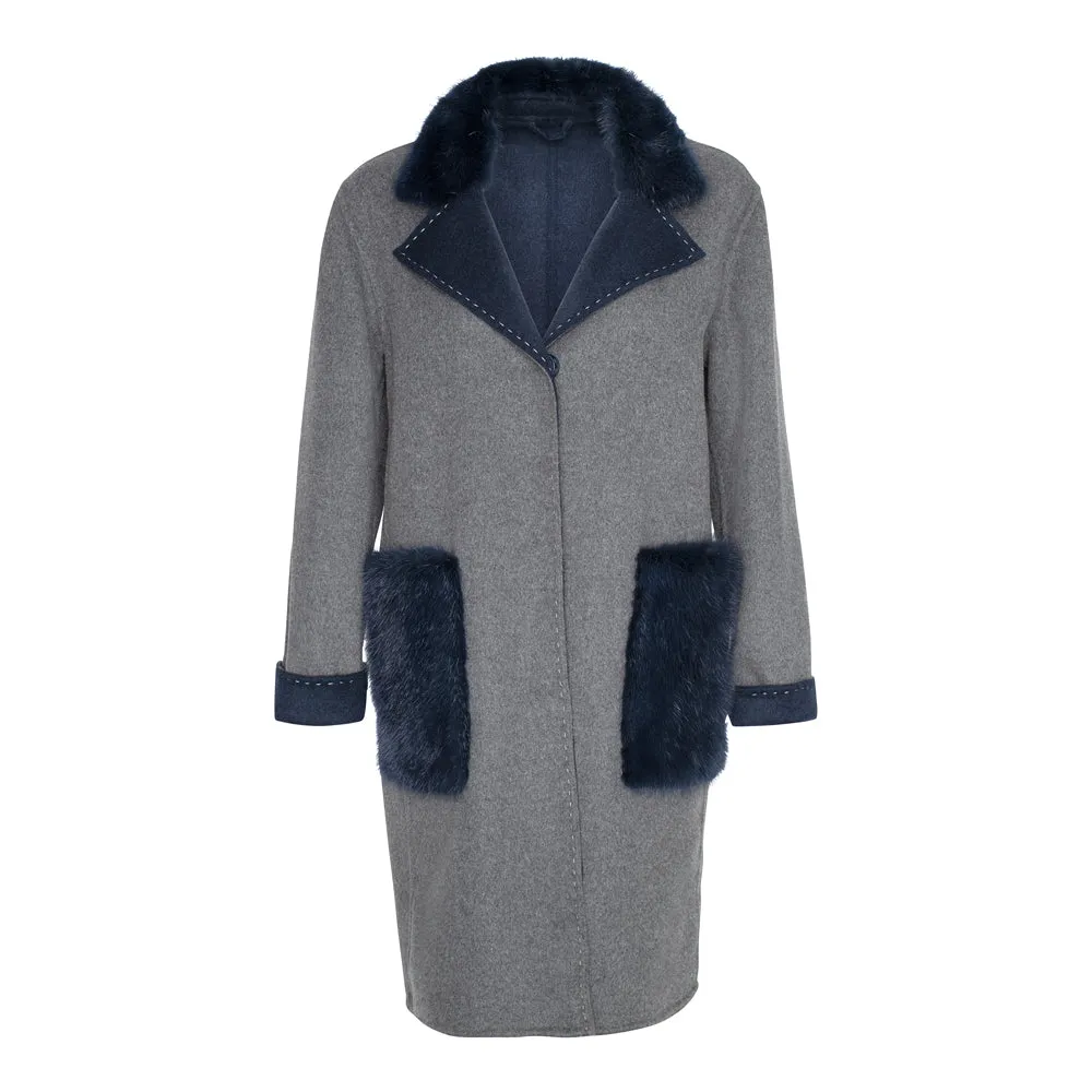 KATE Cashmere Blend & Fur Trim Coat
