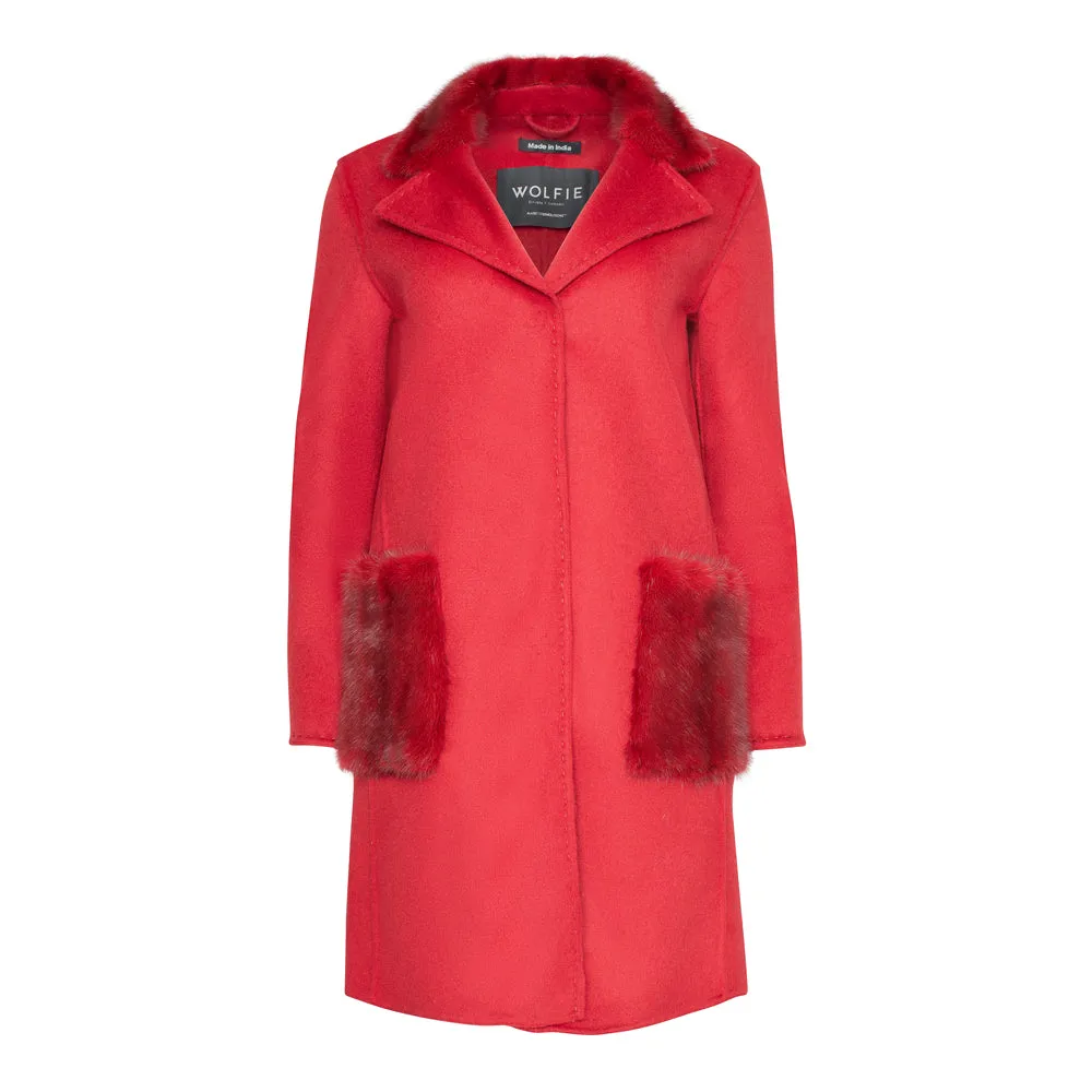 KATE Cashmere Blend & Fur Trim Coat