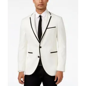 Kenneth Cole Reaction Mens Dinner Jacket 38S Slim-Fit White with Black Trim