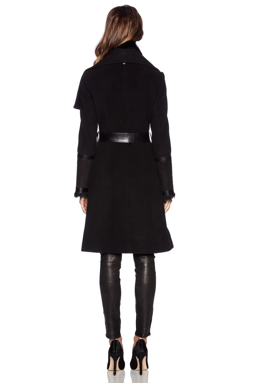 MACKAGE ISABEL 2 IN 1 SHEARLING ACCENT WOOL COAT