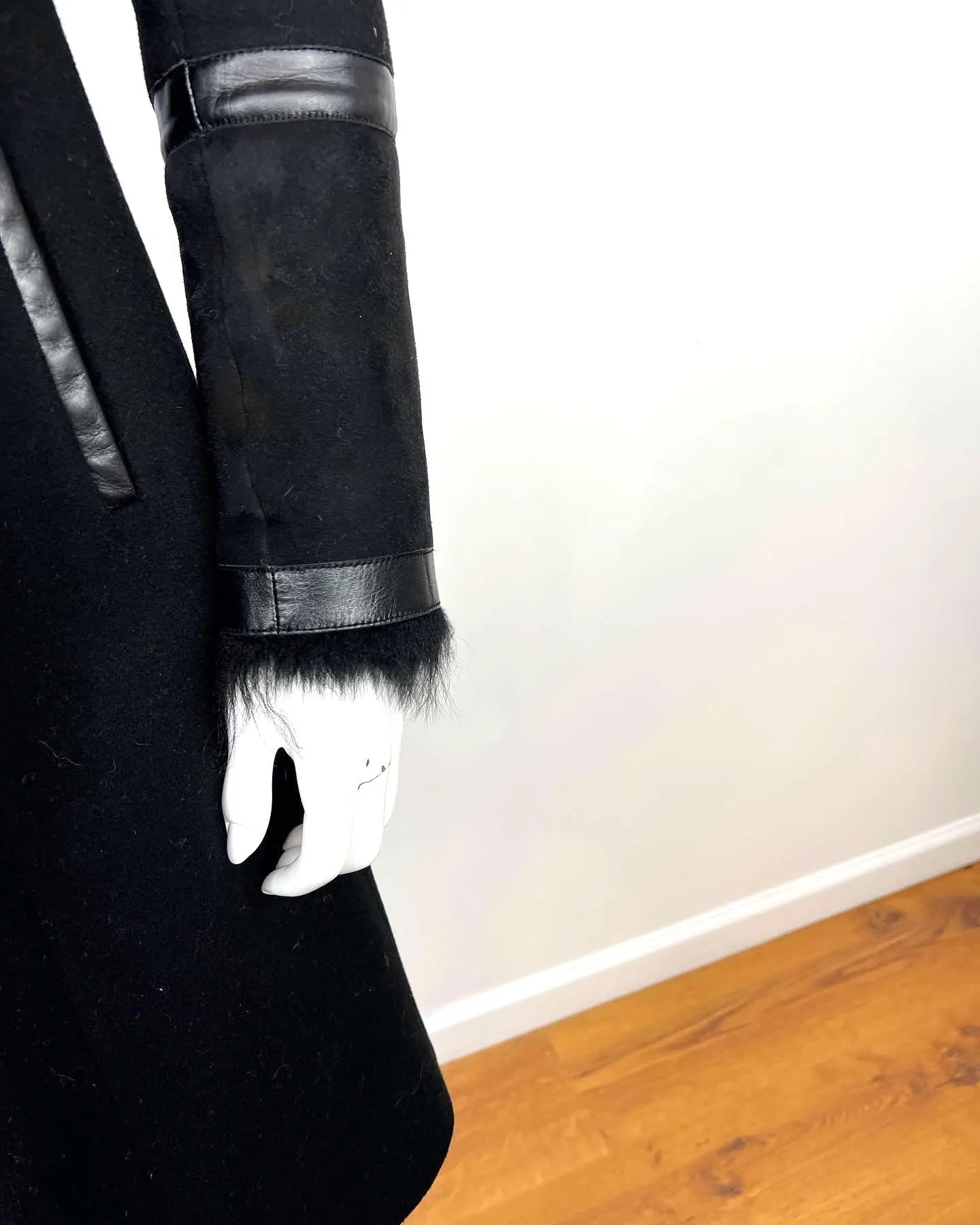 MACKAGE ISABEL 2 IN 1 SHEARLING ACCENT WOOL COAT