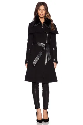 MACKAGE ISABEL 2 IN 1 SHEARLING ACCENT WOOL COAT