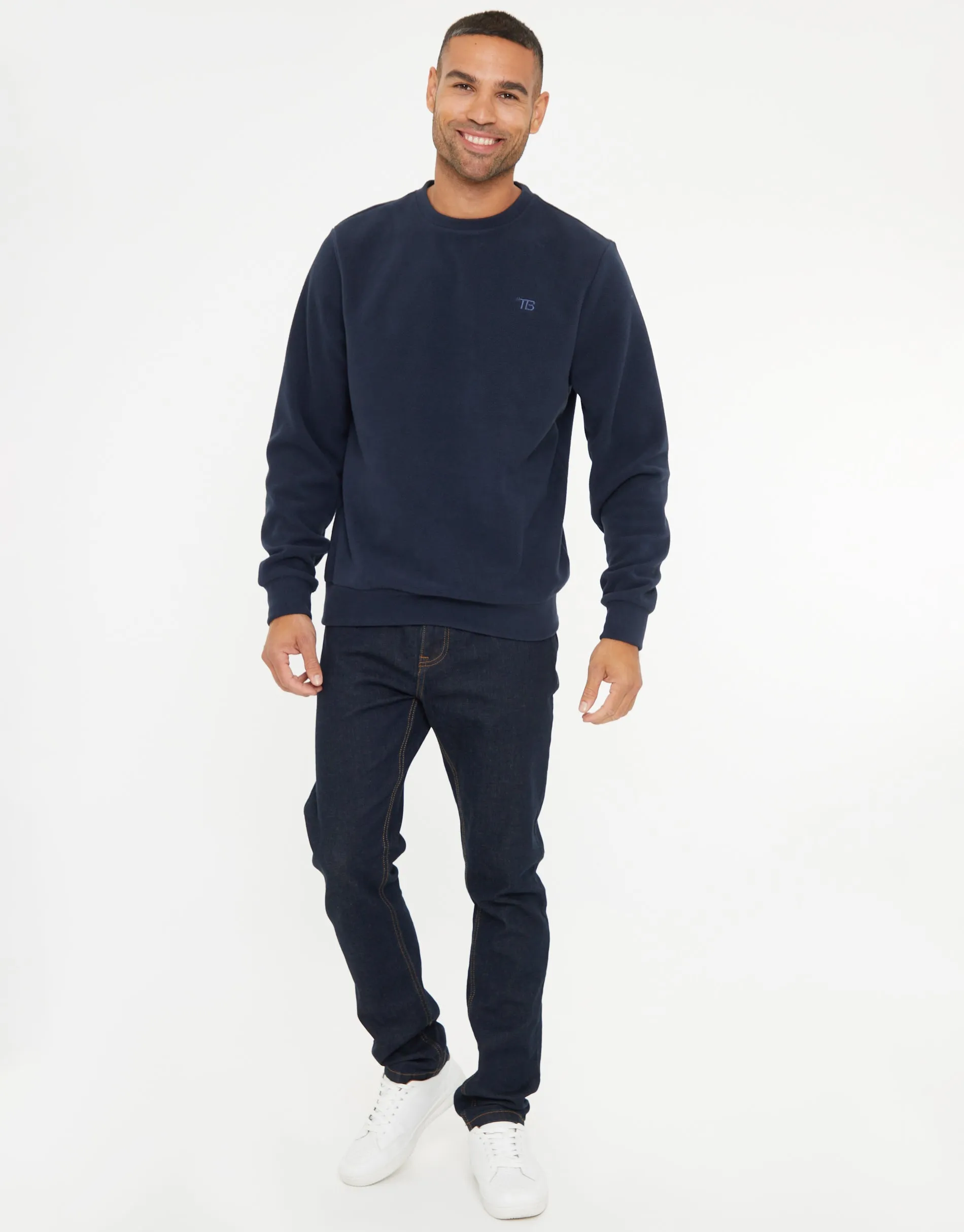 Men's Navy Microfleece Crew Neck Sweatshirt