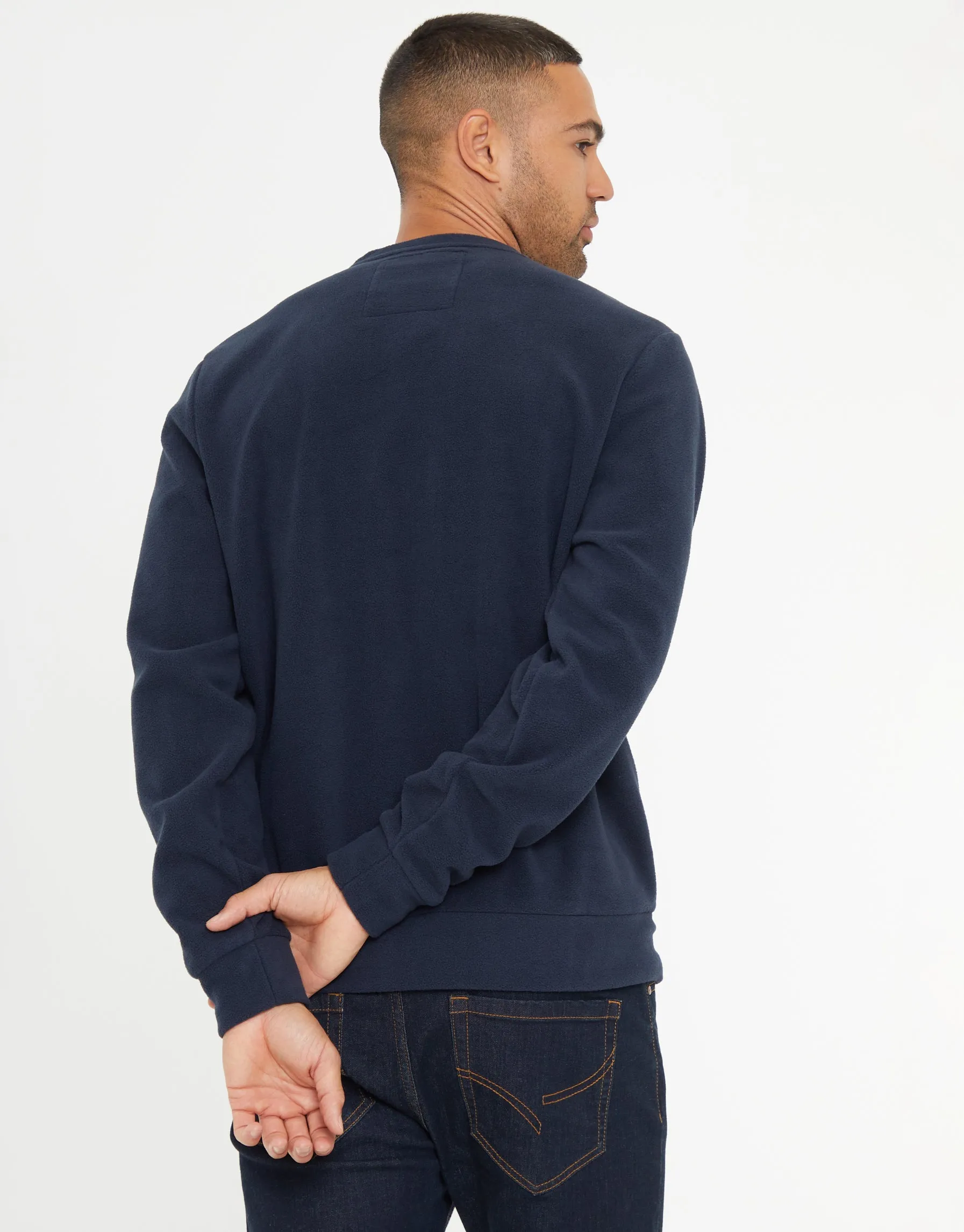 Men's Navy Microfleece Crew Neck Sweatshirt
