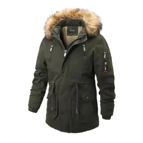 Men's Parka Coat with Hood Winter Jacket Army Green L