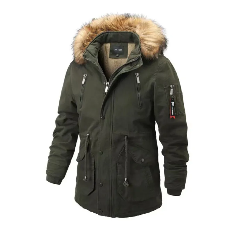 Men's Parka Coat with Hood Winter Jacket Army Green M