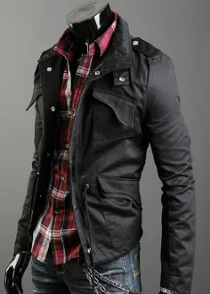 Mens Stand Up Collar Short Parka